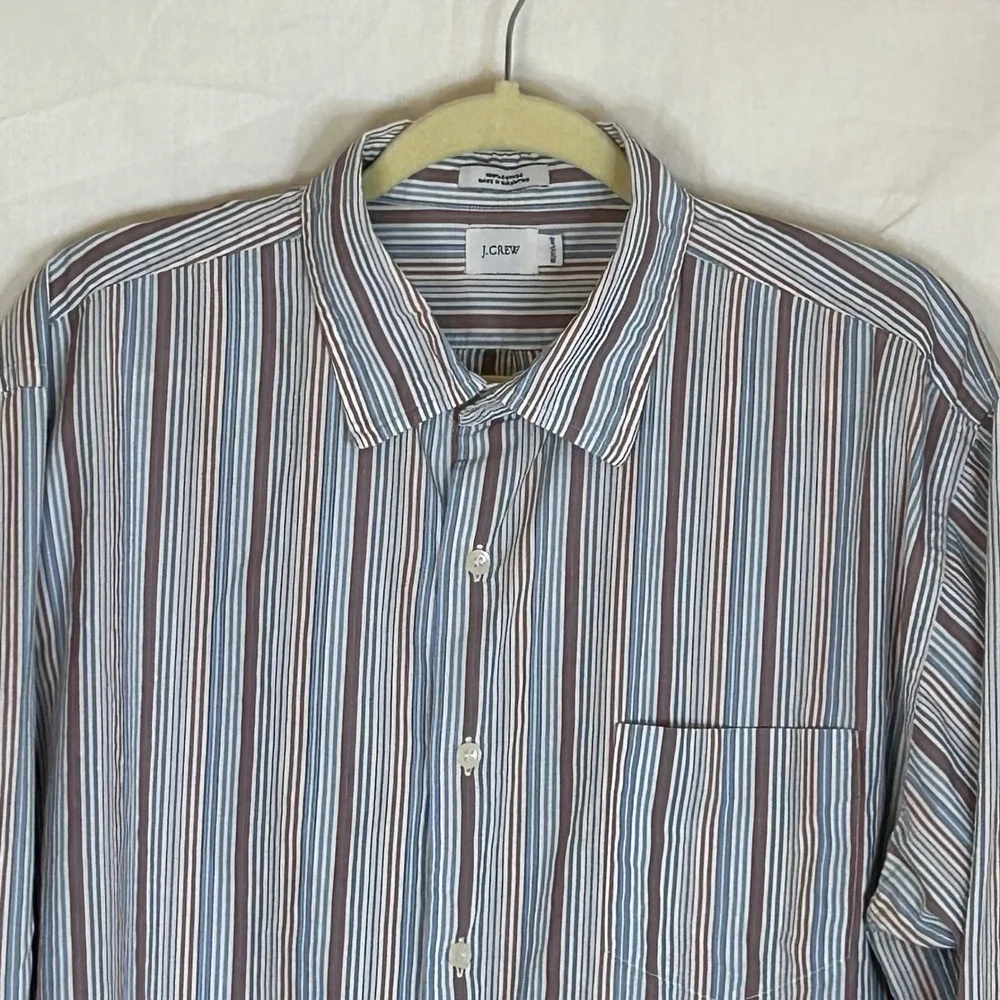 J.Crew Mens XL Striped Long Sleeve Button Down‎ Shirt Cotton Top